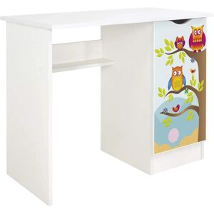 Bureau blanc Roma avec motif de chouettes - Organisateur d'étude et de jeu - Publicité Bureau blanc Roma avec motif de chouettes - Organisateur d'étude et de jeu - Publicité
