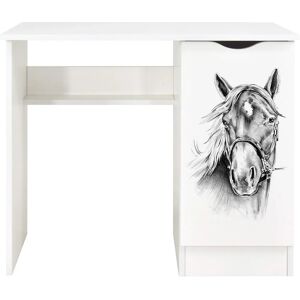 Bureau Blanc Roma avec Dessin de Cheval LEOMARK - Publicité Bureau Blanc Roma avec Dessin de Cheval LEOMARK - Publicité