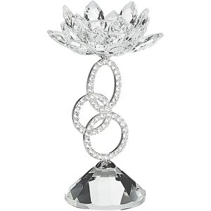 Beliani Candlestick OVIEDO - Glass Silver Candle Holder - 19cm Beliani Candlestick OVIEDO - Glass Silver Candle Holder - 19cm