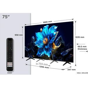TCL 75P7K 75" 4K Ultra HD Smart TV - QLED - Metálico TCL 75P7K 75" 4K Ultra HD Smart TV - QLED - Metálico
