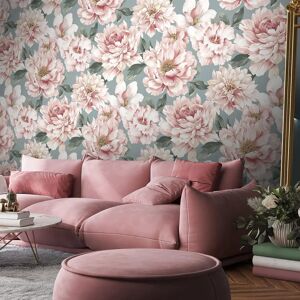 The Design Library Large Pink/Blue Floral Wallpaper - Wallpaper The Design Library Large Pink/Blue Floral Wallpaper - Wallpaper