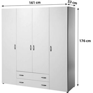 Weißer Kleiderschrank mit 4 Einlegeböden - Stauraummöbel, 160 cm Weißer Kleiderschrank mit 4 Einlegeböden - Stauraummöbel, 160 cm