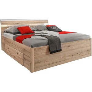 MID.YOU Világos tölgy ágykeret tárolóval és világítással MID.YOU Világos tölgy ágykeret tárolóval és világítással