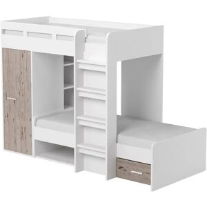 BEGABINO MAXI Hochbett - Weiß / Sandeiche, 2 Liegeflächen, Kleiderschrank BEGABINO MAXI Hochbett - Weiß / Sandeiche, 2 Liegeflächen, Kleiderschrank