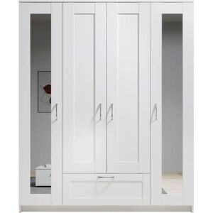 SCHLAFKONTOR Lepini Weiß Kleiderschrank mit Spiegel und Schublade SCHLAFKONTOR Lepini Weiß Kleiderschrank mit Spiegel und Schublade
