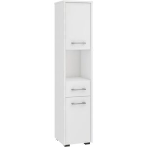 Armoire de rangement de salle de bain blanche AKORD - 30x30x140 cm - Publicité Armoire de rangement de salle de bain blanche AKORD - 30x30x140 cm - Publicité