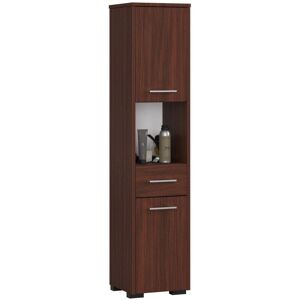 Armoire de rangement Wenge AKORD pour salle de bain - 140cm de haut - Publicité Armoire de rangement Wenge AKORD pour salle de bain - 140cm de haut - Publicité