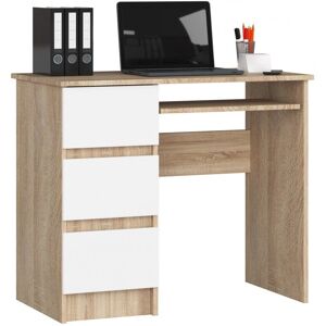 Bureau Blanc Chêne Sonoma AKORD - 3 Tiroirs & Plateau Clavier - Publicité Bureau Blanc Chêne Sonoma AKORD - 3 Tiroirs & Plateau Clavier - Publicité