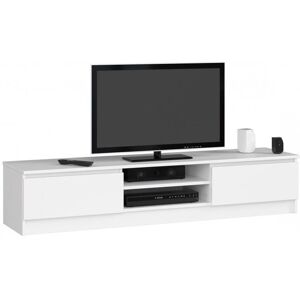 Meuble TV Blanc AKORD - 160cm, 2 Armoires, Étagères - Mobilier TV - Publicité Meuble TV Blanc AKORD - 160cm, 2 Armoires, Étagères - Mobilier TV - Publicité