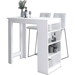 Mesa de Bar Blanca AKORD 115cm con 4 estantes - Diseño moderno compacto Mesa de Bar Blanca AKORD 115cm con 4 estantes - Diseño moderno compacto