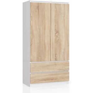 Armario AKORD S90 Blanco - 2 puertas, 2 cajones, 4 estantes Armario AKORD S90 Blanco - 2 puertas, 2 cajones, 4 estantes