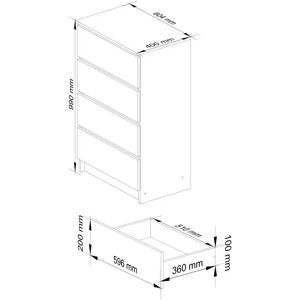 Höffner Kai lipasto - 4 laatikkoa - 60cm leveä - Monivärinen Höffner Kai lipasto - 4 laatikkoa - 60cm leveä - Monivärinen