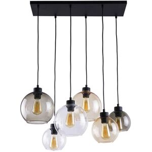 TK Lighting Cubus Pendant Light - 6 Lights - Black, Amber, Grey, Clear Glass TK Lighting Cubus Pendant Light - 6 Lights - Black, Amber, Grey, Clear Glass