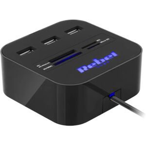 Rebel USB-hub - 3 porty USB 2.0 s čtečkou karet Rebel USB-hub - 3 porty USB 2.0 s čtečkou karet