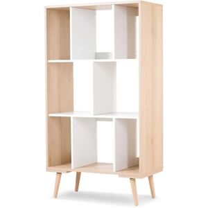Knihovna Sofie od Klups - 8 přihrádek - Buk a Bílá - 146x80x40cm Knihovna Sofie od Klups - 8 přihrádek - Buk a Bílá - 146x80x40cm