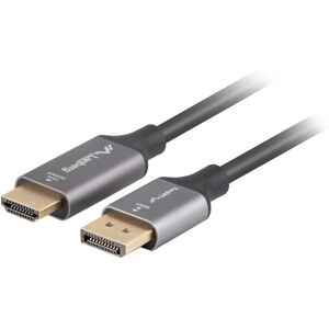 Lanberg DisplayPort til HDMI Adapterkabel - 1M 4K Svart-Sølv Lanberg DisplayPort til HDMI Adapterkabel - 1M 4K Svart-Sølv