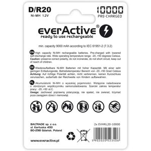 Everactive R20/D NiMH Oplaadbare Batterij - Huishouden Everactive R20/D NiMH Oplaadbare Batterij - Huishouden