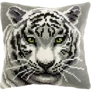 Buttinette White Tiger Cross-Stitch Cushion Cover - 40x40cm Buttinette White Tiger Cross-Stitch Cushion Cover - 40x40cm