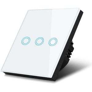 Interrupteur tactile Maclean MCE705W - Triples, verre, blanc Interrupteur tactile Maclean MCE705W - Triples, verre, blanc