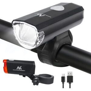 Kit de luces LED para bicicleta Maclean - Delantera Trasera, 2 Modos, Batería 1500mAh Kit de luces LED para bicicleta Maclean - Delantera Trasera, 2 Modos, Batería 1500mAh