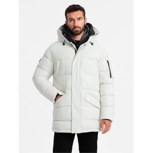 Ombre Outdoor Geacă Parka Lungă pentru Bărbați - Alb - Geacă Ombre Outdoor Geacă Parka Lungă pentru Bărbați - Alb - Geacă