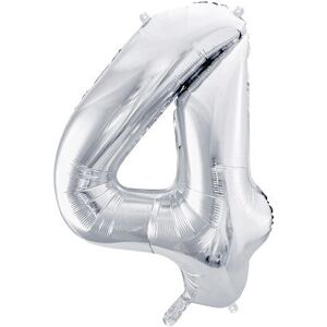 PartyDeco Stříbrný Číslo 4 Balón - Dětská Oslava PartyDeco Stříbrný Číslo 4 Balón - Dětská Oslava