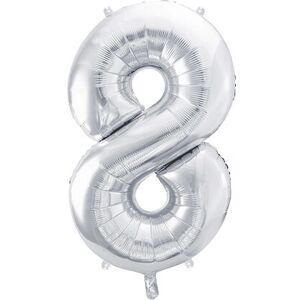 PartyDeco Stříbrný Číslo 8 Balón - Oslava PartyDeco Stříbrný Číslo 8 Balón - Oslava