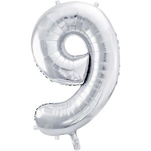 PartyDeco Stříbrný Číslo 9 Balón - 86cm Výzdoba narozenin PartyDeco Stříbrný Číslo 9 Balón - 86cm Výzdoba narozenin