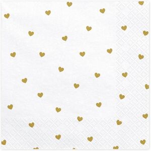 PartyDeco Weiße Gold Herz Servietten - Hochzeitsliebe Papptischwäsche PartyDeco Weiße Gold Herz Servietten - Hochzeitsliebe Papptischwäsche