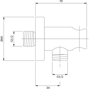 Conector unghiular din alamă Omnires 8873BL cu suport pentru mâner de duș - Conector unghiular Conector unghiular din alamă Omnires 8873BL cu suport pentru mâner de duș - Conector unghiular