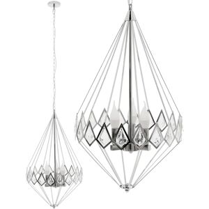 Toolight Diamond Crystal Pendant Lamp - 3 Lights - Adjustable - Chrome Toolight Diamond Crystal Pendant Lamp - 3 Lights - Adjustable - Chrome