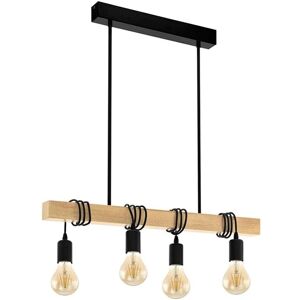 Toolight - Pendant Lamp APP974-4CP - Adjustable, 4 Light Points, Black / Brown Toolight - Pendant Lamp APP974-4CP - Adjustable, 4 Light Points, Black / Brown