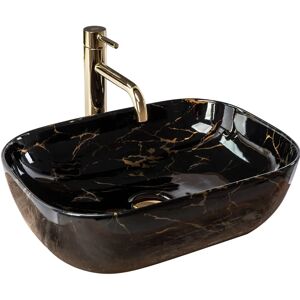 Rea Belinda Black Marble Shiny Washbasin - Countertop Sink Rea Belinda Black Marble Shiny Washbasin - Countertop Sink