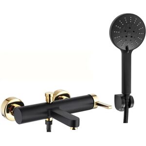 Rea Polo Black Gold Bathtub Faucet - Modern Wall Mount Rea Polo Black Gold Bathtub Faucet - Modern Wall Mount