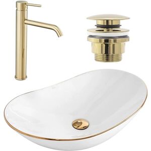 REa Gold Set - Modern Ceramic Washbasin & Mixer Tap REa Gold Set - Modern Ceramic Washbasin & Mixer Tap