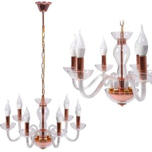Toolight Rose Gold Pendant Lamp - E14, 6 Lights, Adjustable Cable - Pendant Light Toolight Rose Gold Pendant Lamp - E14, 6 Lights, Adjustable Cable - Pendant Light