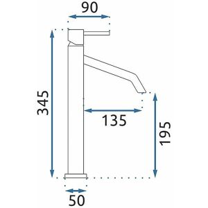 REA - Grifo de baño de latón dorado alto - Grifo de lavabo REA - Grifo de baño de latón dorado alto - Grifo de lavabo