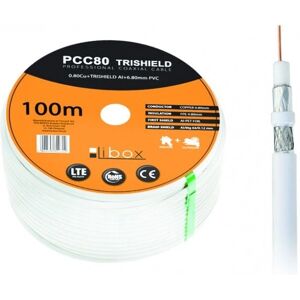 Libox Modèle PCC80 Câble Coaxial 100m Blanc - Câble coaxial pour antennes TV Libox Modèle PCC80 Câble Coaxial 100m Blanc - Câble coaxial pour antennes TV