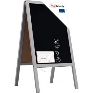 Chevalet publicitaire avec cadre en bois laqué gris 118x61cm - Publicité Chevalet publicitaire avec cadre en bois laqué gris 118x61cm - Publicité