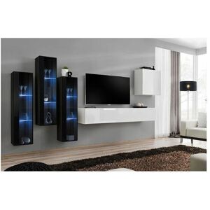 Nástěnné TV skříňky ASM - Switch XIII - 330cm - Černá a bílá Nástěnné TV skříňky ASM - Switch XIII - 330cm - Černá a bílá