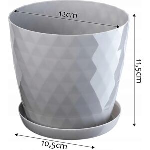 KADAX Plastic Flower Pot with Stand - 12cm Grey Garden Decor KADAX Plastic Flower Pot with Stand - 12cm Grey Garden Decor
