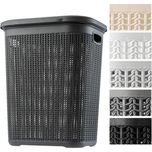 Kadax - Large Plastic Laundry Basket with Lid - 50L - Antracita Kadax - Large Plastic Laundry Basket with Lid - 50L - Antracita