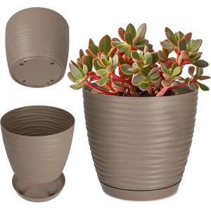 Kadax Beige Plastic Flower Vase with Lid - 15cm Support Kadax Beige Plastic Flower Vase with Lid - 15cm Support