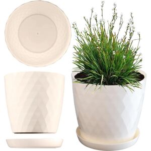 KADAX Cream Plastic Flower Pot with Stand - Flower Pot KADAX Cream Plastic Flower Pot with Stand - Flower Pot