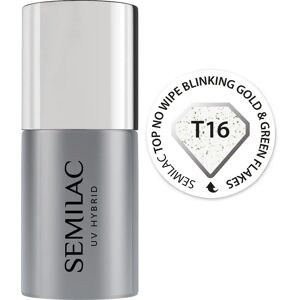Semilac Top Coat No Wipe Blinking Gold & Green Flakes T16 Semilac Top Coat No Wipe Blinking Gold & Green Flakes T16