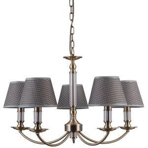 Italux Zanobi Antique Bronze Pendant - 5 Light Steel Glass Fabric Italux Zanobi Antique Bronze Pendant - 5 Light Steel Glass Fabric