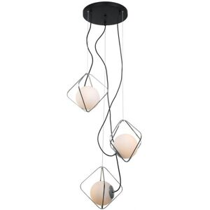 Italux Canto - Modern Hanging Pendant Chrome, Black 3 Light with White Shade - Pendant Light Italux Canto - Modern Hanging Pendant Chrome, Black 3 Light with White Shade - Pendant Light