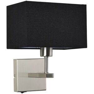 Italux Norte Modern Bedside Lamp Nickel Black Rectangular Shade E27 Italux Norte Modern Bedside Lamp Nickel Black Rectangular Shade E27