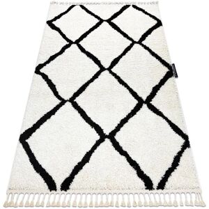 RugsX Carpet BERBER CROSS white Fringed Shaggy - Carpet RugsX Carpet BERBER CROSS white Fringed Shaggy - Carpet