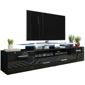 MUEBLES Charlotte 117 Mesa de TV Negro Brillante - TV Stand MUEBLES Charlotte 117 Mesa de TV Negro Brillante - TV Stand
